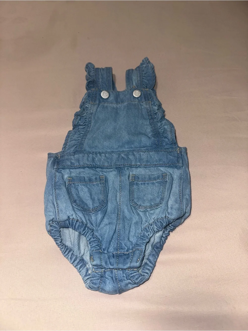 Old Navy Light Blue Denim Ruffle Shortall